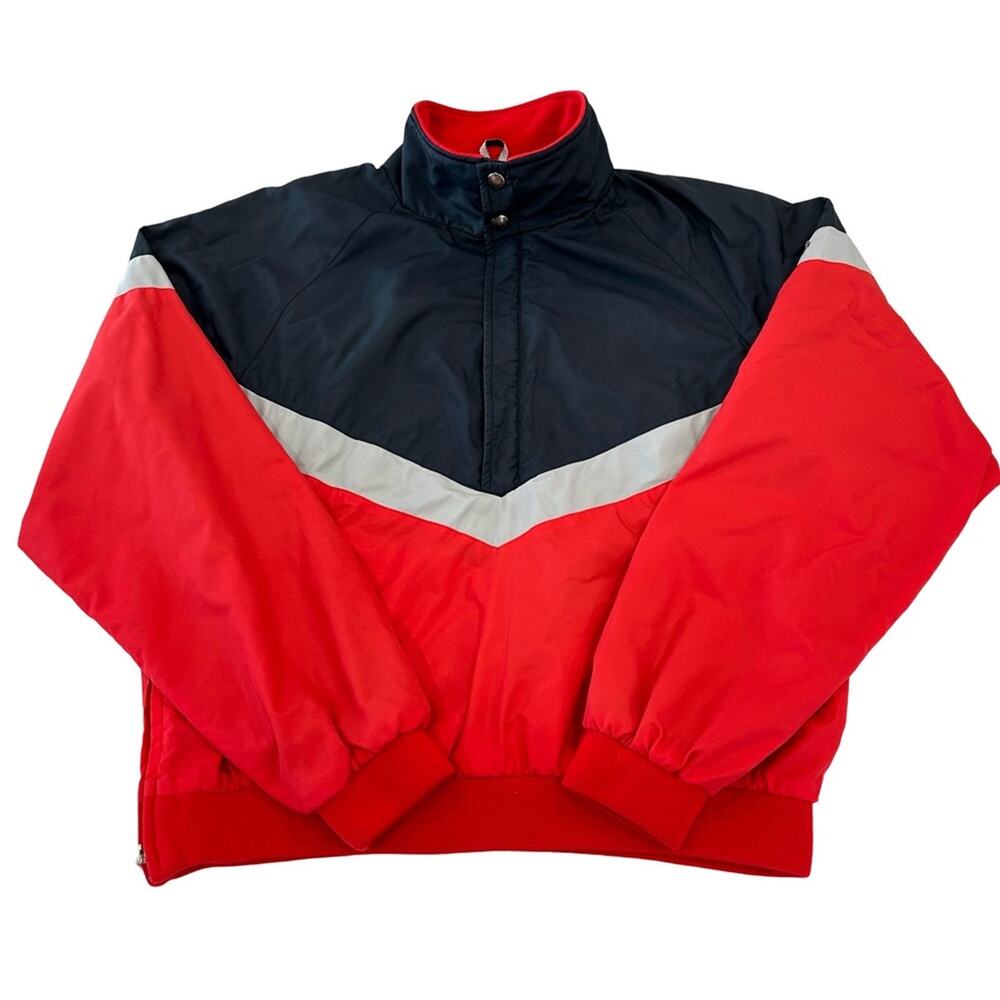 Descente pullover jacket womens size L red & blue side zip closure vintage